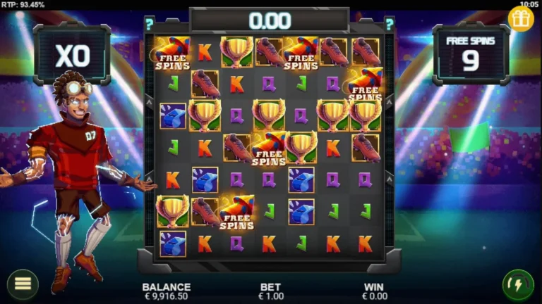 Tampilan visual slot Cluster Cup dengan tema stadion sepak bola
